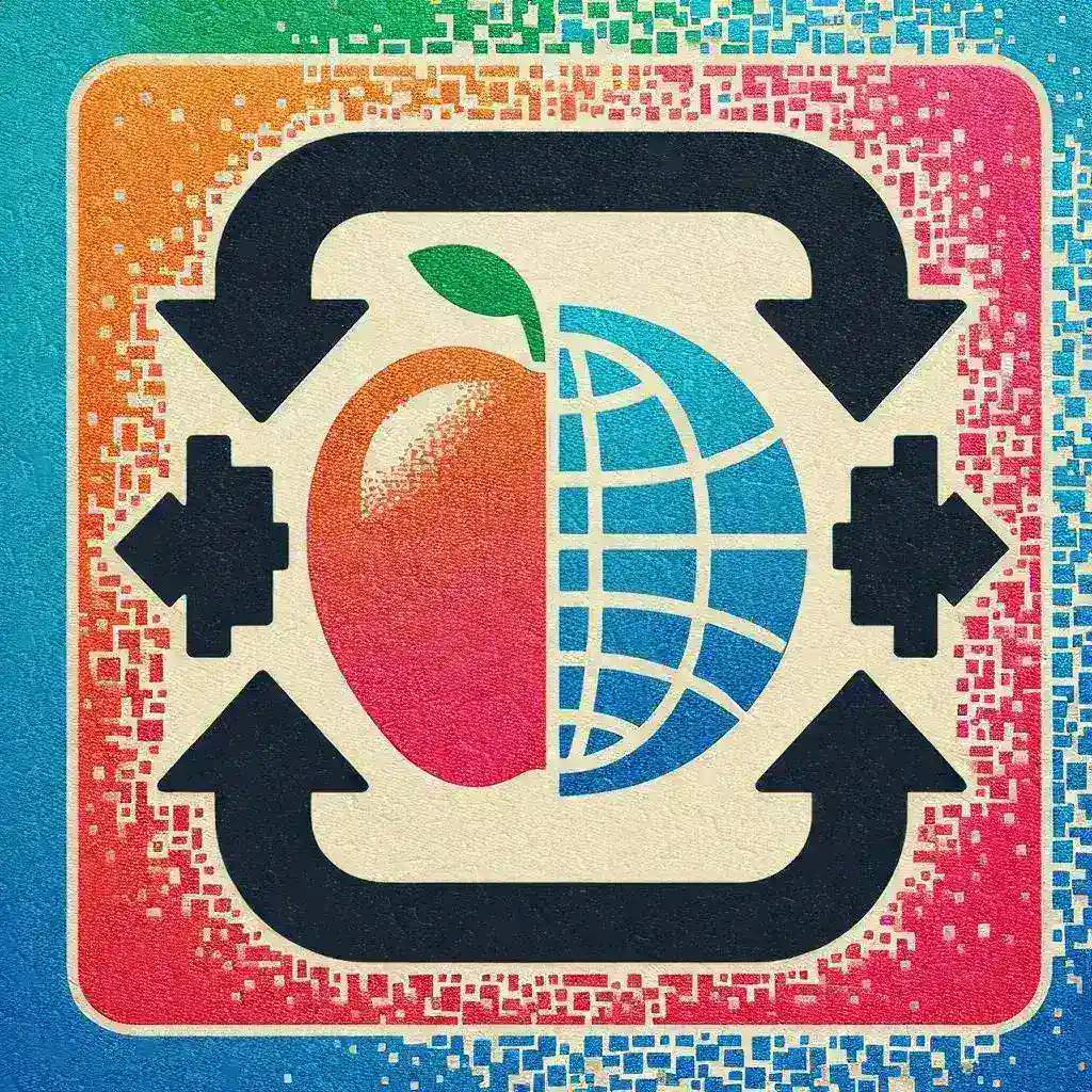 Alt text: "Example of HEIC to JPG conversion process illustrating Apple Photos being transformed into a universal JPG format for compatibility."